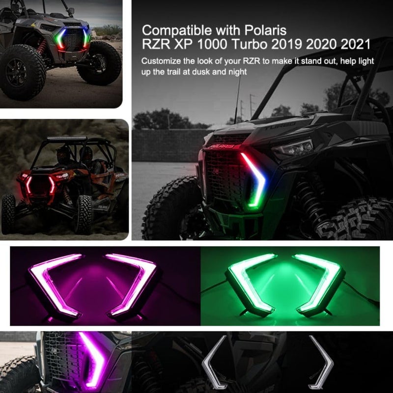 Chelhead RGB RZR XP 1000 Fang Light Kit with Chasing Color, Front Signature Accent Fang Light Assembly Compatible with Polaris RZR XP 1000 Turbo 2018-2024 - Image 4